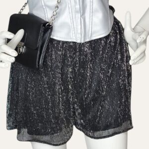 Black Metallic Shimmer Shorts ✨ Dex Size Small NWT Festival Night Out